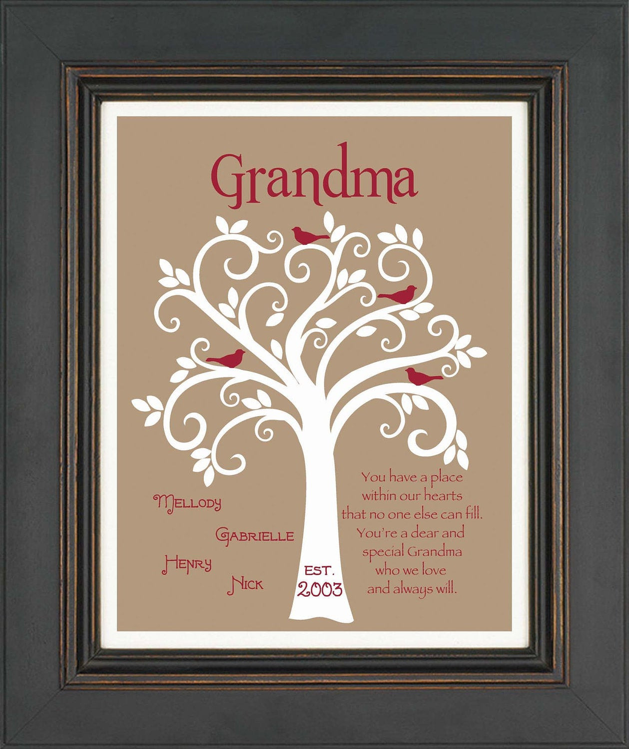 Gift Ideas For A Grandmother
 Grandma Gift Family Tree 8x10 Custom Print Personalized