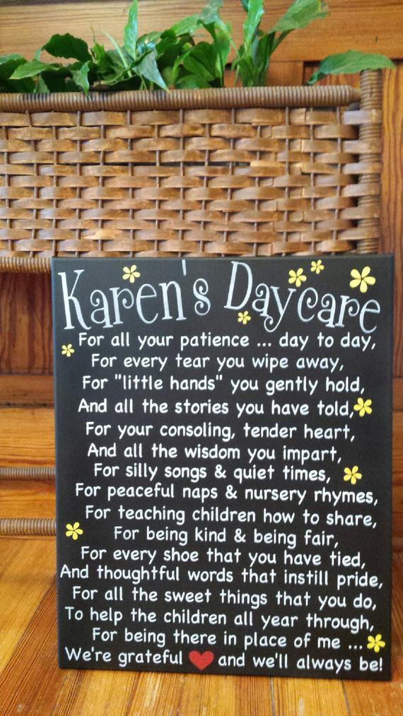 Gift Ideas For Babysitter Daycare Provider
 DAYCARE PROVIDER s heartfelt handpainted sign to show her