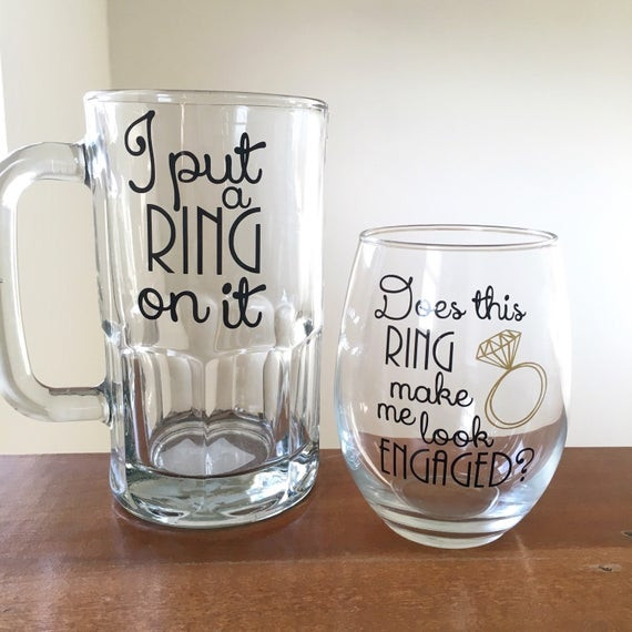 Gift Ideas For Engaged Couples
 Couples engagement t I put a ring on it beer by