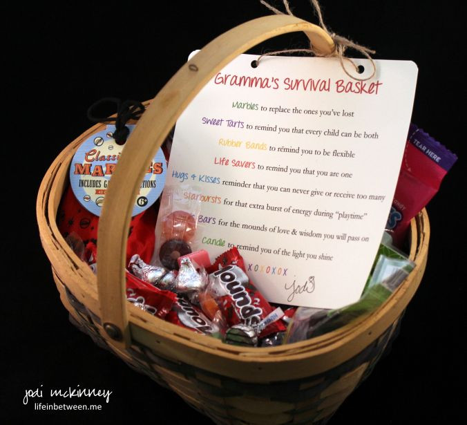 Gift Ideas For Grandma From Baby
 Grandmas Survival Basket t for Grandparent Shower Gift