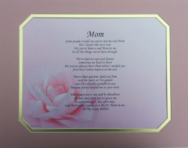 Gift Ideas For Mother'S Birthday
 PERSONALIZED POEM FOR STEP MOM OR ADOPTIVE BIRTHDAY