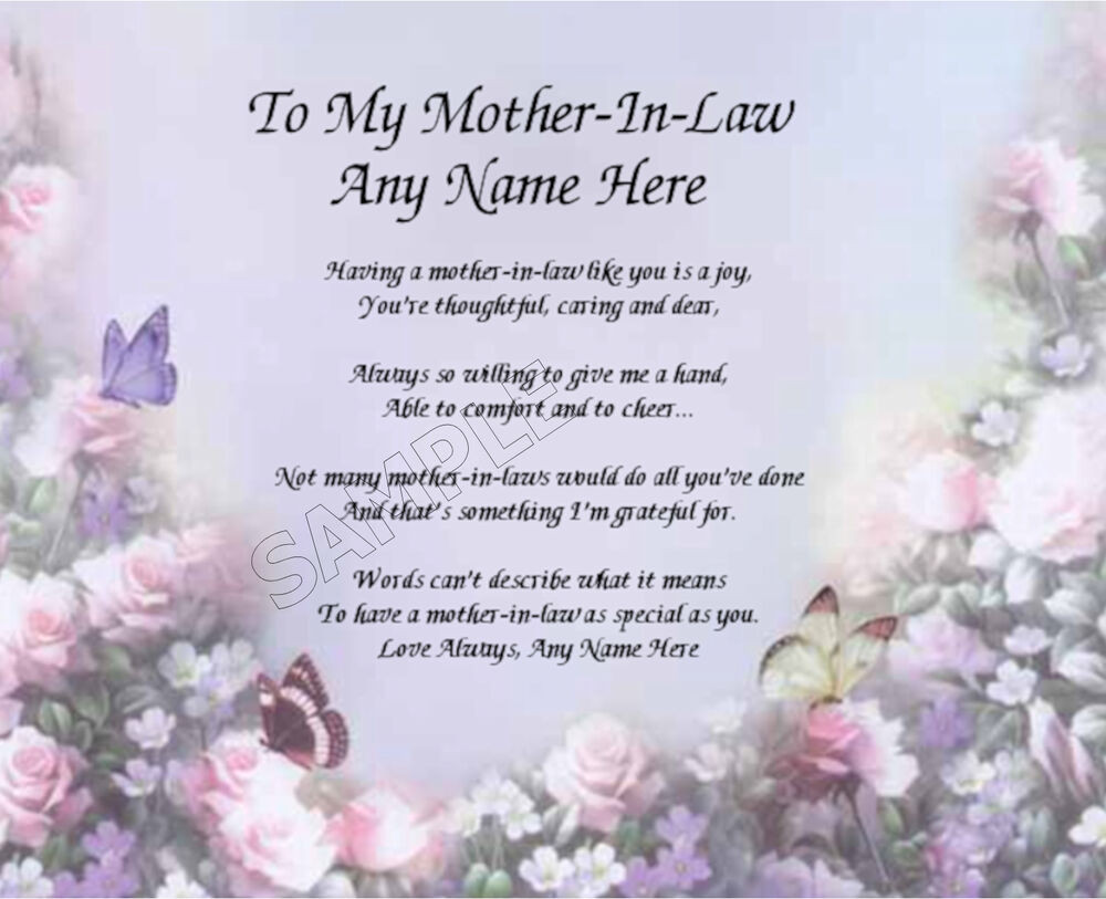 Gift Ideas For Mother'S Birthday
 TO MY MOTHER IN LAW PERSONALIZED ART POEM MEMORY BIRTHDAY