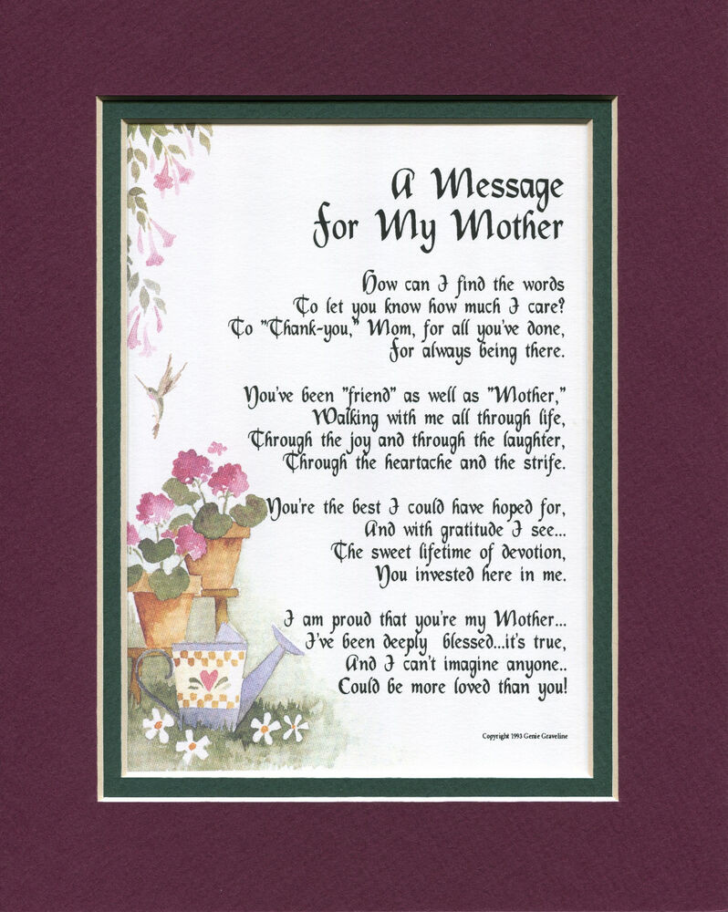 Gift Ideas For Mother'S Birthday
 8 Mother s Day t present keepsake poem for mom mother