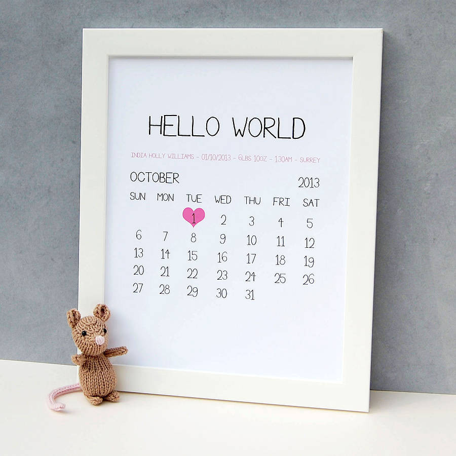 Gift Ideas For New Born Baby
 personalised baby birth date print by thispaperbook