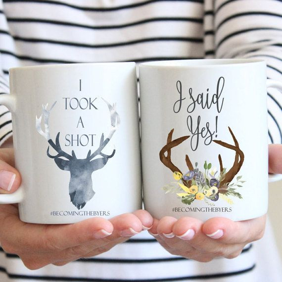 Gift Ideas For Newly Engaged Couples
 Engagement Announcement Mugs I took a shot I said Yes