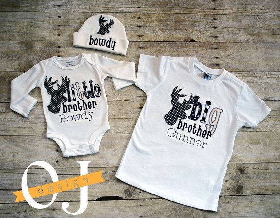 Gift Ideas For Siblings When Baby Is Born
 Big Brother Little Brother Deer Personalized Baby Boy by