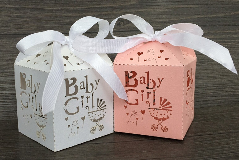 Gift Ideas For Sugar Baby
 100pcs White pink Laser Cut Paper Candy Sugar Box Baby