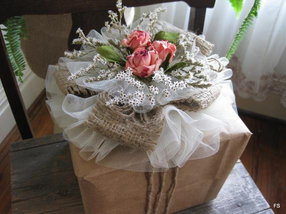 Gift Wrapping Ideas For Wedding Shower
 Items similar to Tulle Rose Gift Topper Birthday Wedding