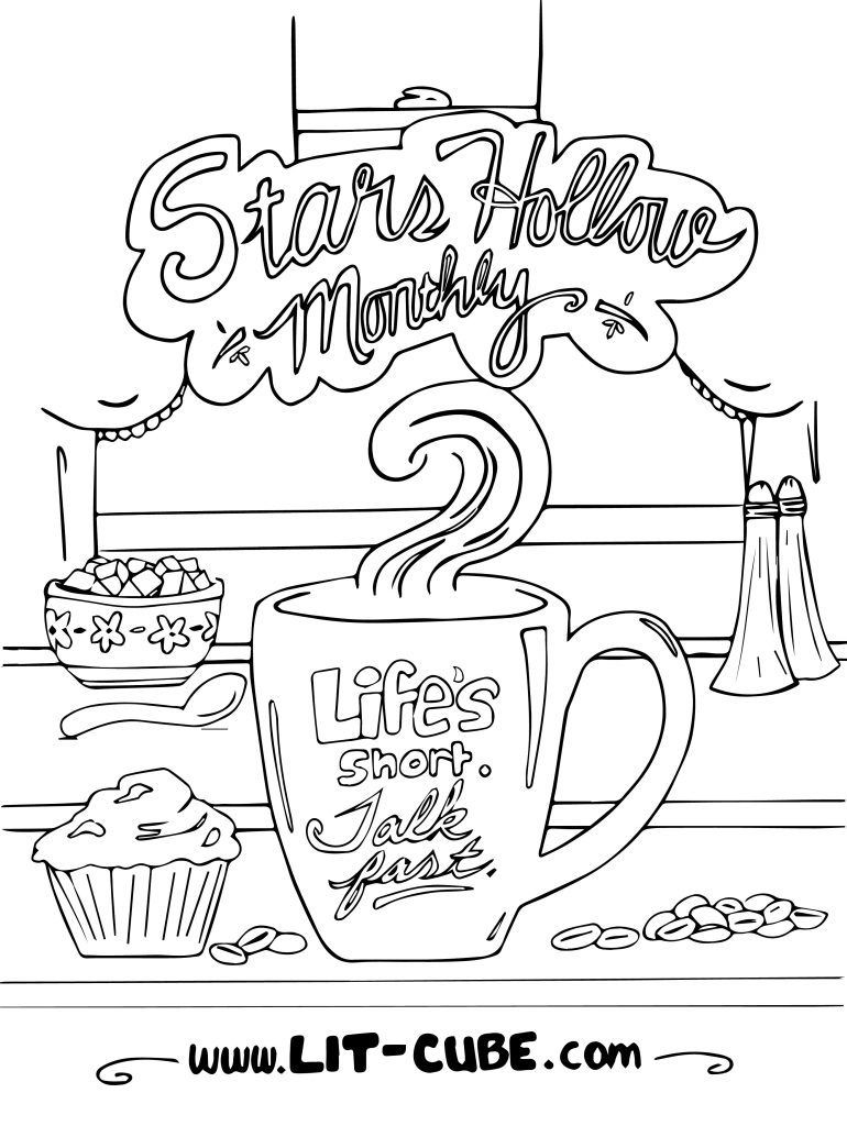 Gilmore Girls Coloring Pages
 FREE Stars Hollow Monthly Adult Coloring Page