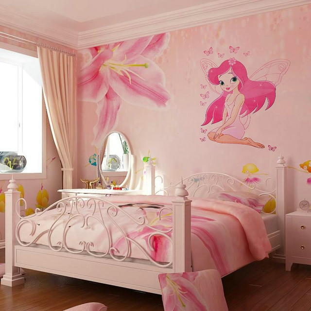 Girl Bedroom Wall Art
 Hot Sale Fairy Princess Butterly Decals Art Mural Wall