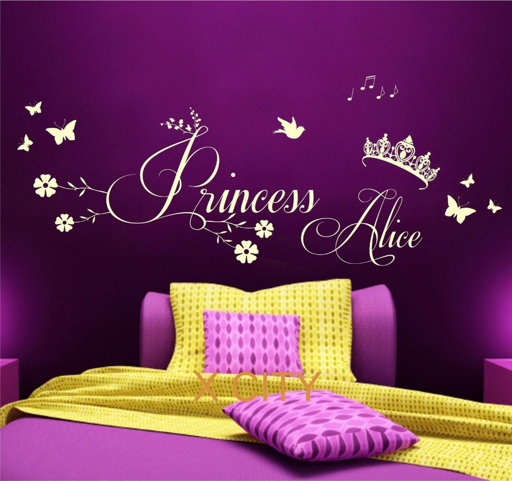 Girl Bedroom Wall Art
 Princess Crown Personalised Name CHILDREN GIRL BEDROOM