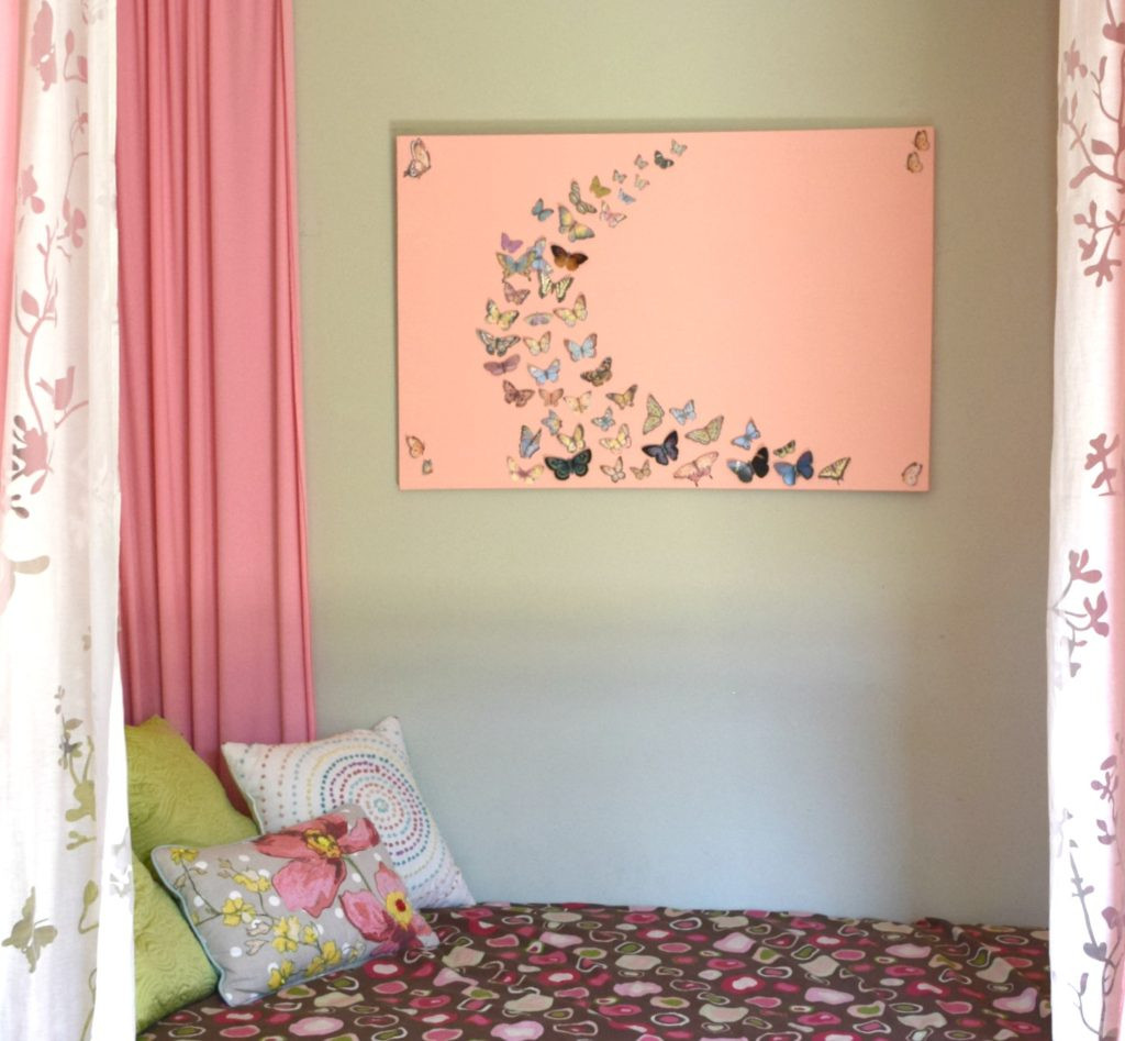 Girl Bedroom Wall Art
 Girl bedroom wall art a butterfly and canvas craft • Our