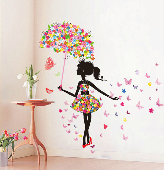 Girl Bedroom Wall Art
 Butterfly Girl Removable Wall Art Sticker Vinyl Decal DIY