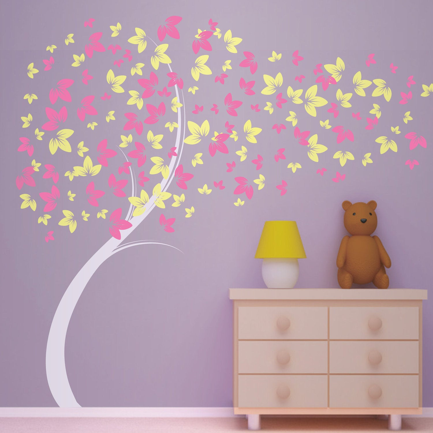 Girl Bedroom Wall Art
 Curvy Blowing Tree Vinyl Wall Decal Great for little