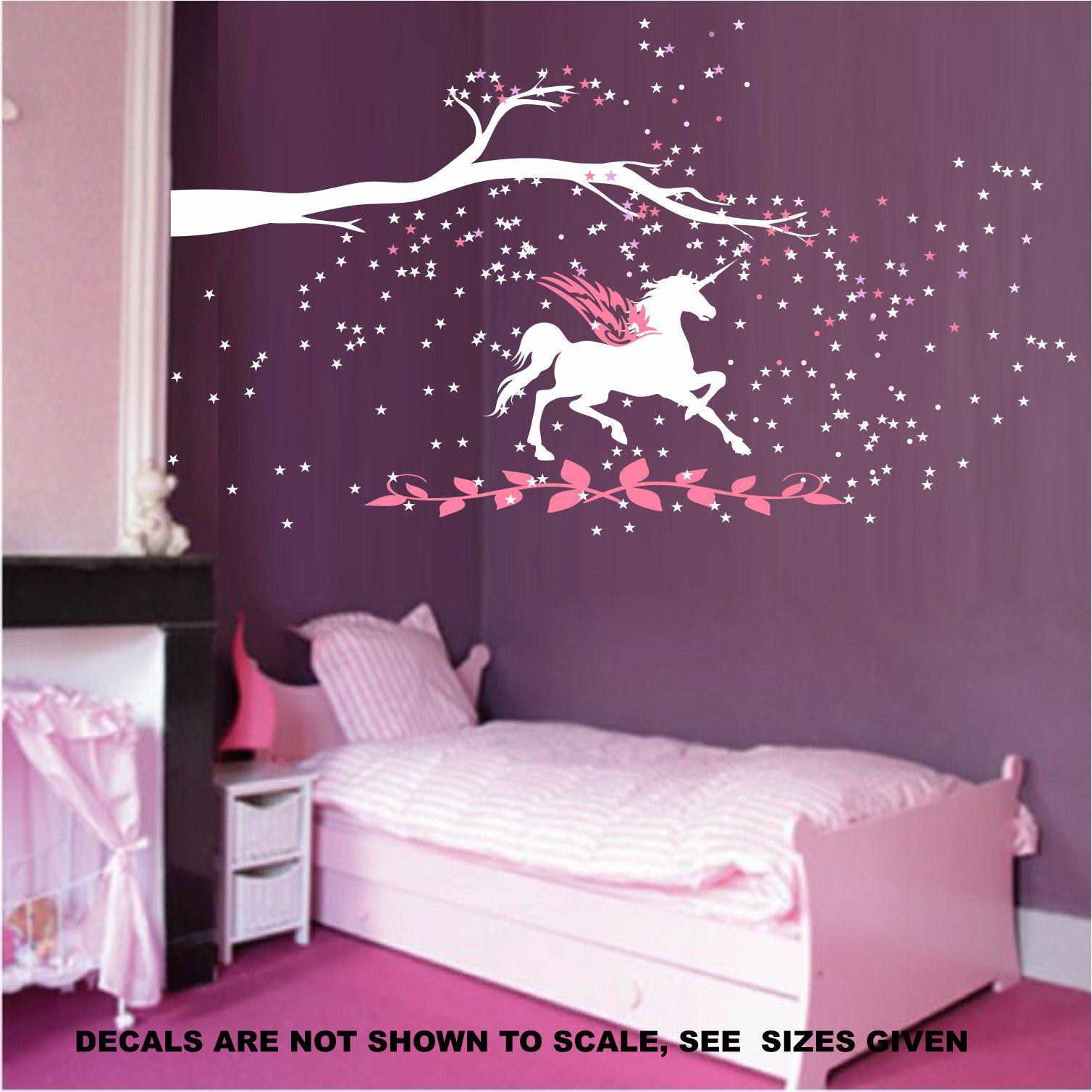 Girl Bedroom Wall Art
 Unicorn fantasy girls bedroom wall art sticker vinyl decal