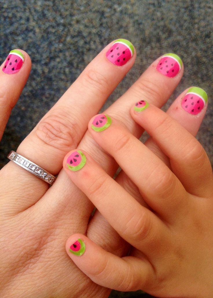 Girl Nail Designs
 Beauty Kunstige nagellak voor kinderen watermelon nails