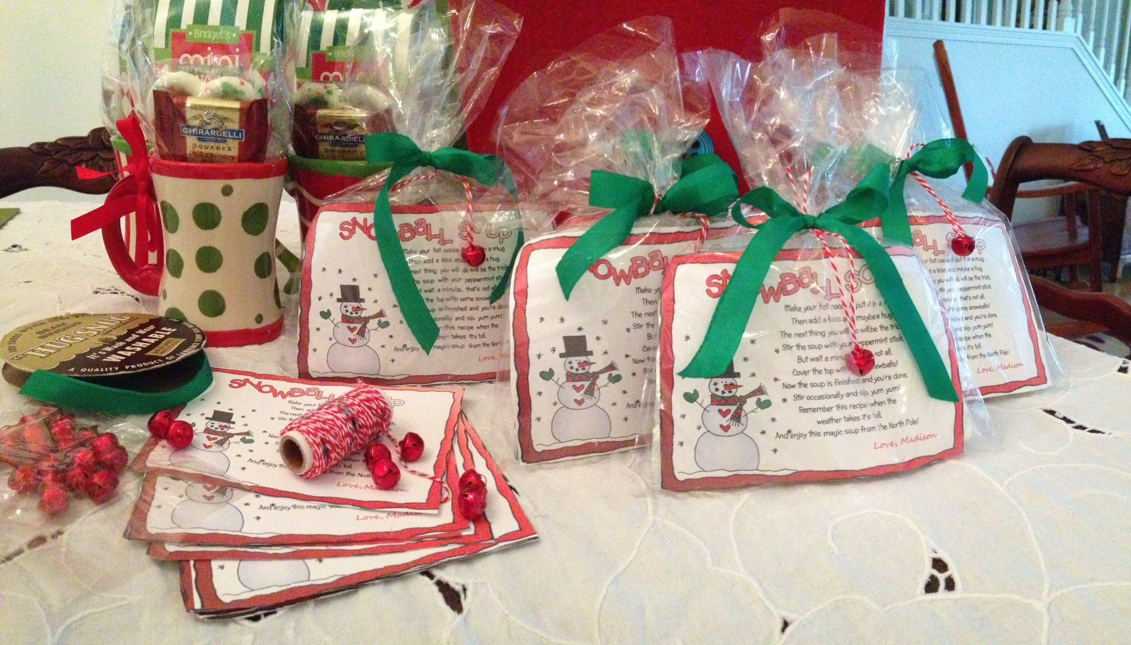 Girl Scout Christmas Party Ideas
 Snowball Soup treat bags for my daughters Girl Scout Troop