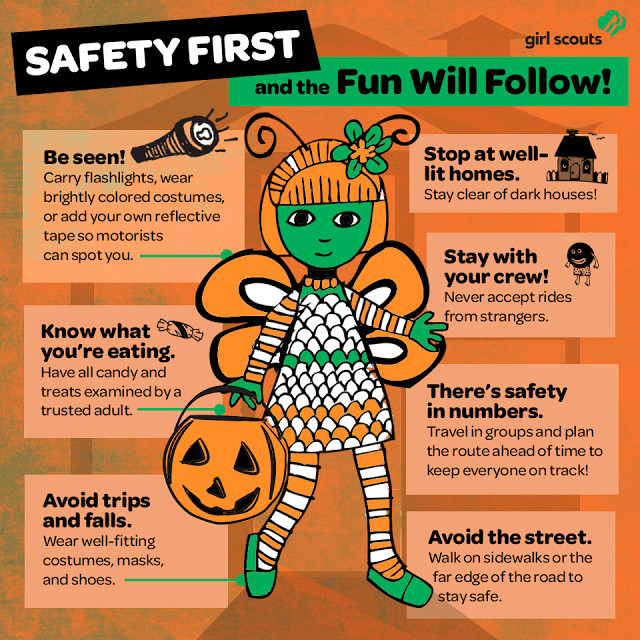 Girl Scout Halloween Party Ideas
 A fun illustration to help keep girls safe this Halloween