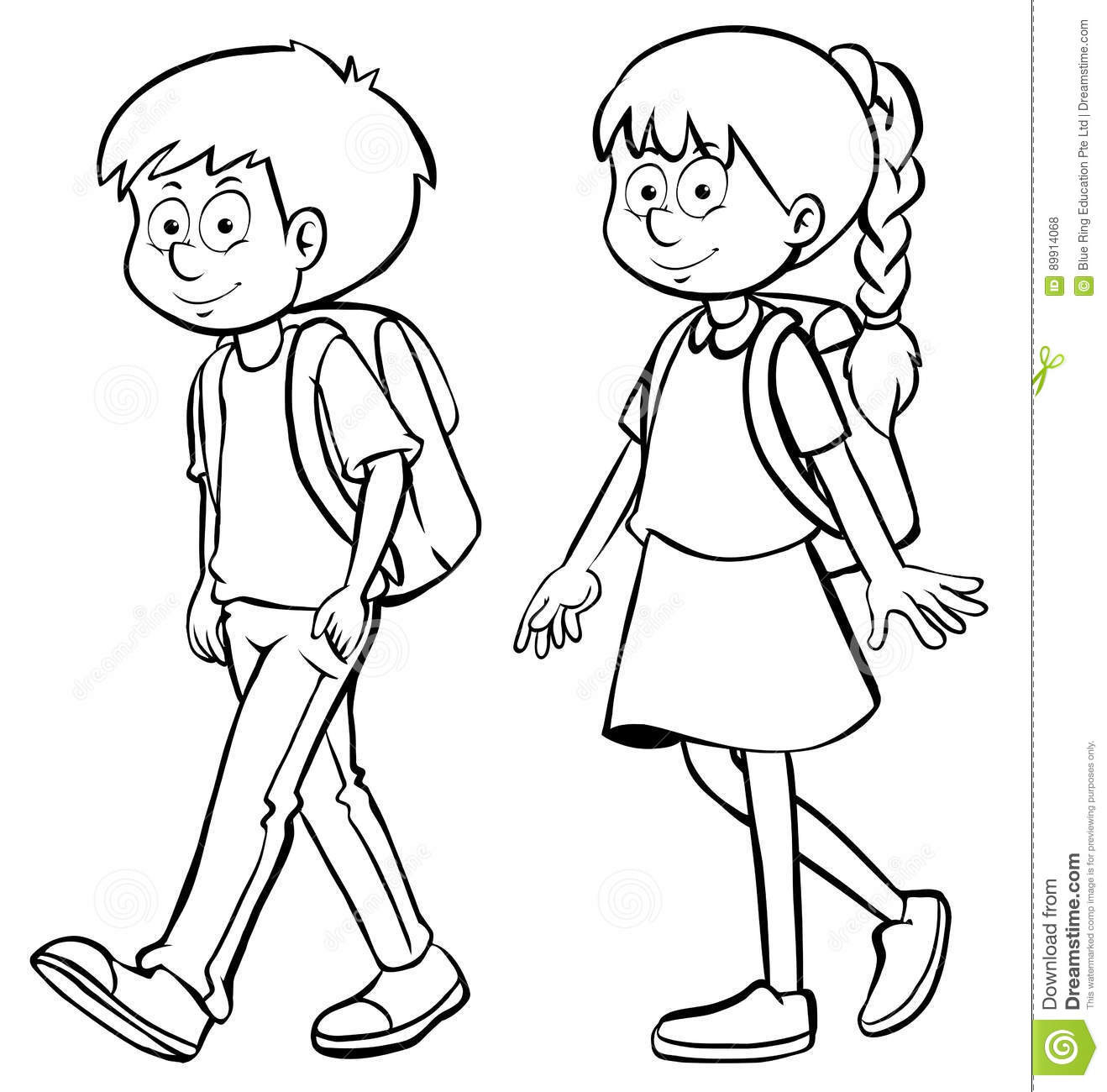 Girls And Boys Coloring Pages
 Human Outline For Boy And Girl Stock Illustration