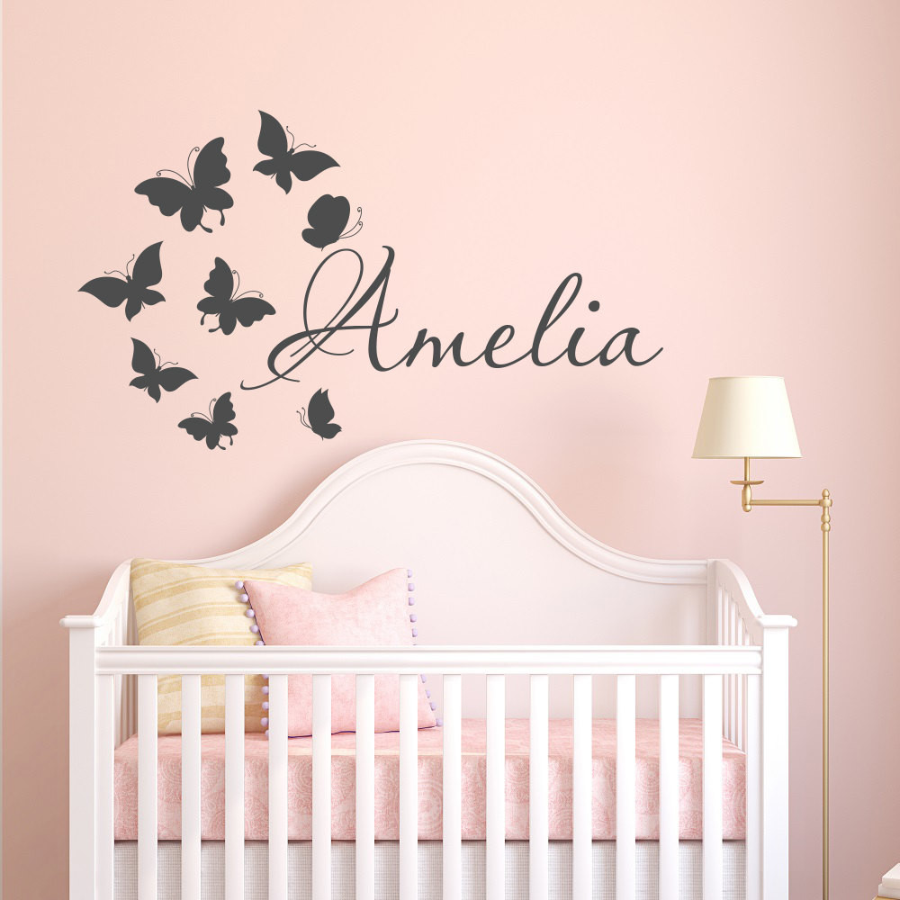 Girls Bedroom Decals
 Name Wall Decal Girl Butterfly Name Wall Decal Personalized