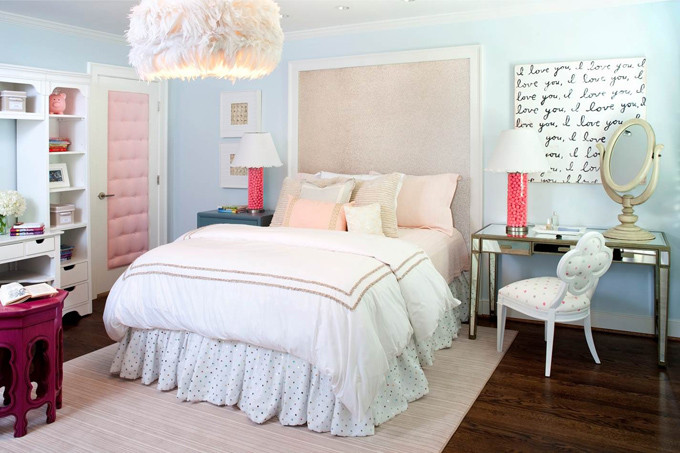 Girls Bedroom Light
 Pink and Blue Teen Bedroom Contemporary girl s room