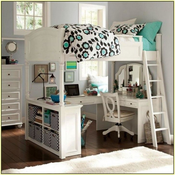 Girls Bedroom Set With Desk
 Bedroom Pretty White Girls Loft Bed Idea With U Shaped