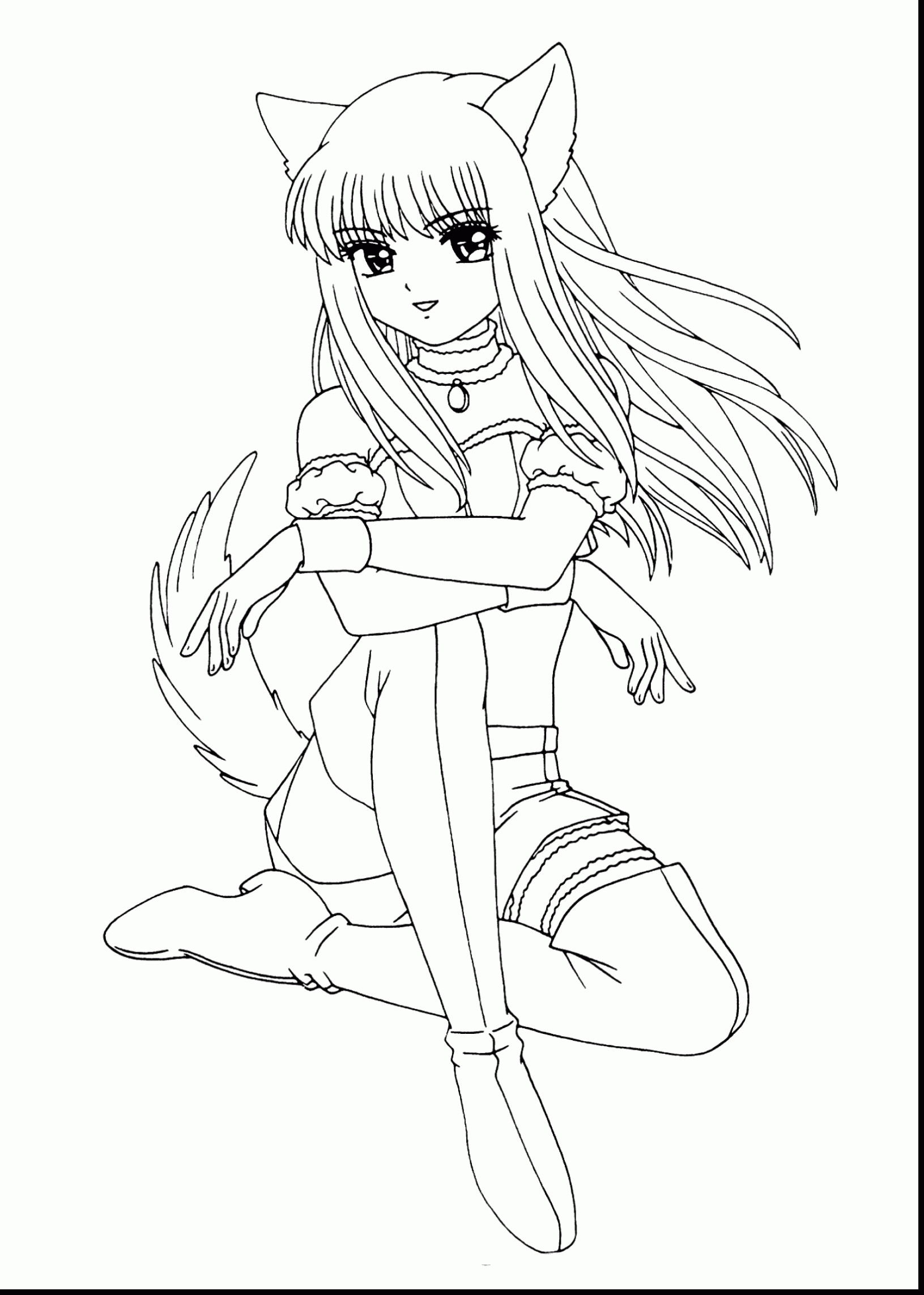 Girls Coloring Books
 Cute Anime Girl Coloring Pages to Print