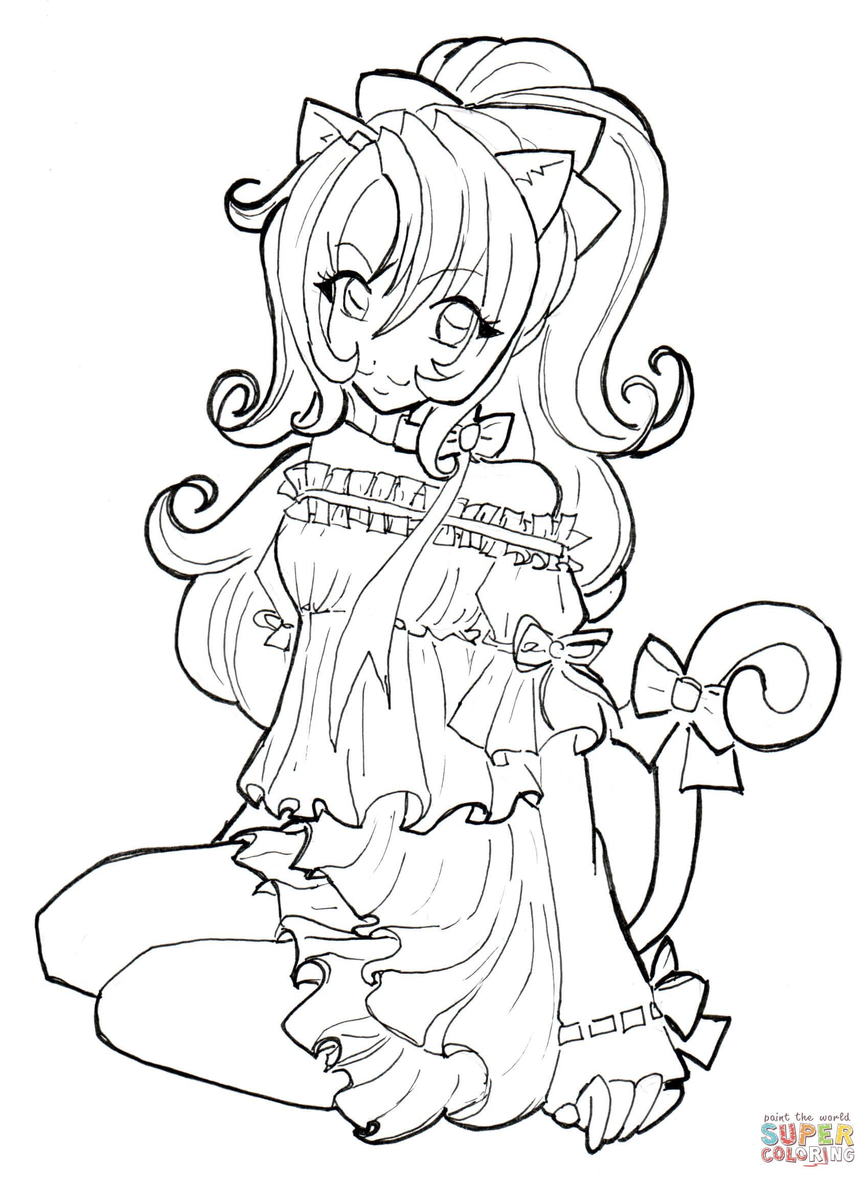 Girls Coloring Sheets
 Cat Girl coloring page