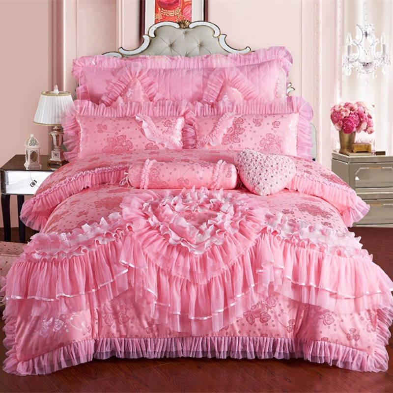 Girls Queen Bedroom Set
 Girls Princess Lace Bedding Set King Queen Size Silk
