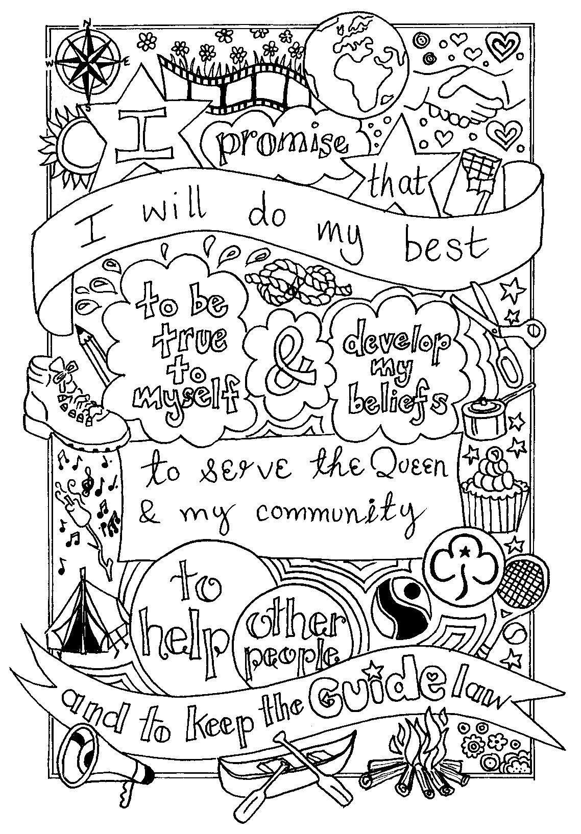 Girls Scout Promise Coloring Pages
 Girl Scout Promise Sheet Coloring Pages