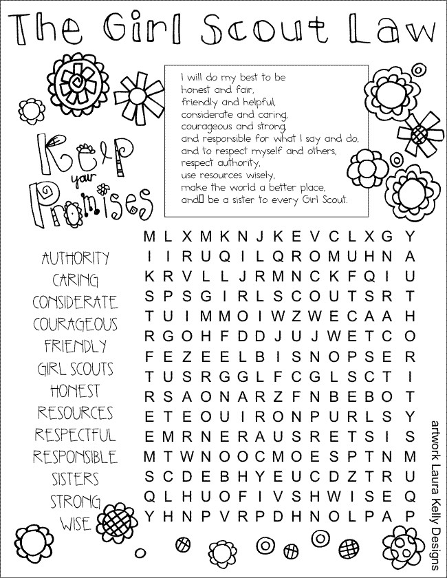 Girls Scout Promise Coloring Pages
 Girl Scout Law Game Laura Kelly s Inklings