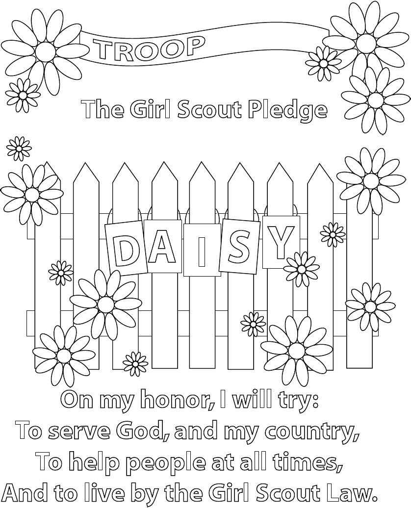 Girls Scout Promise Coloring Pages
 Girl Scout Pledge Coloring Page good for girls to do last