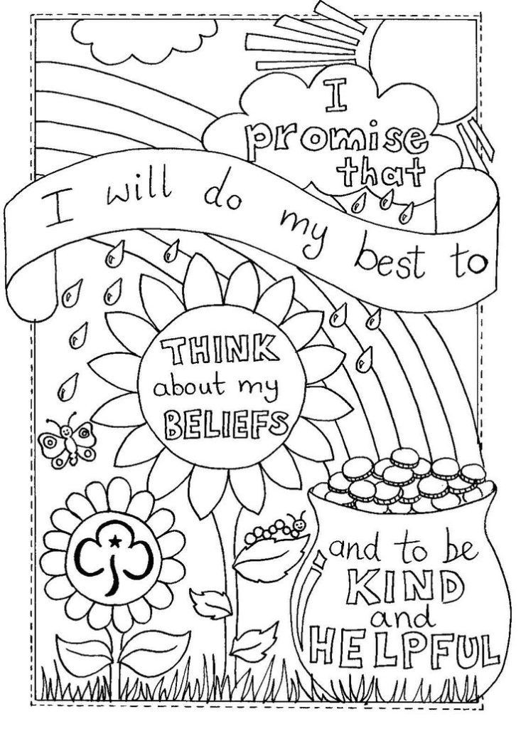 Girls Scout Promise Coloring Pages
 Rainbow Coloring Pages