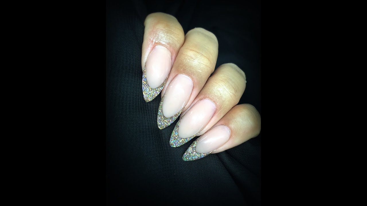 Glitter Almond Nails
 Champagne Glitter Almond French