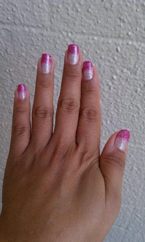 Glitter Fade Gel Nails
 Gel manicure pink glitter fade Yelp