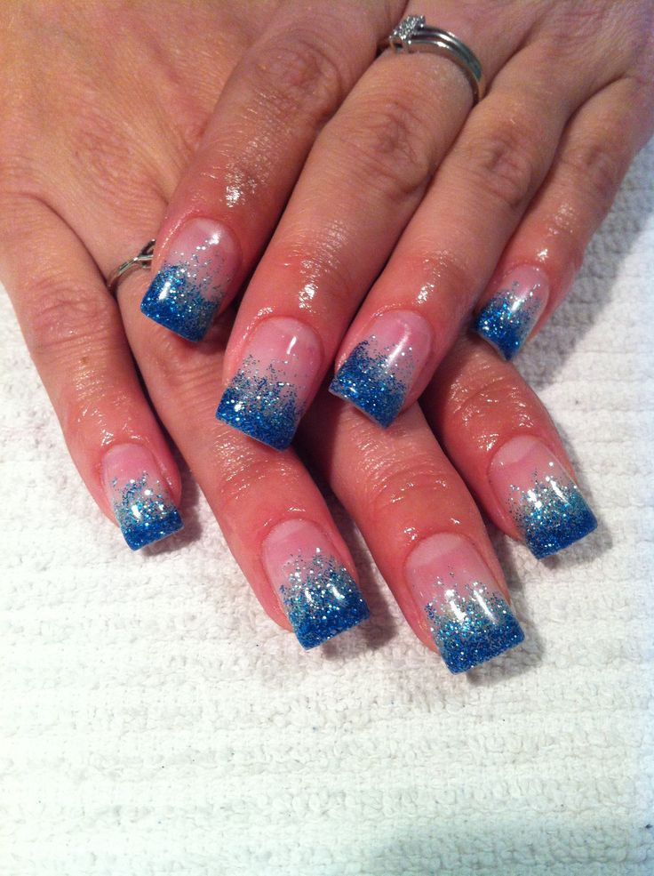 Glitter Fade Gel Nails
 Blue & Turquoise Glitter Fade Gel Nails nAiLs