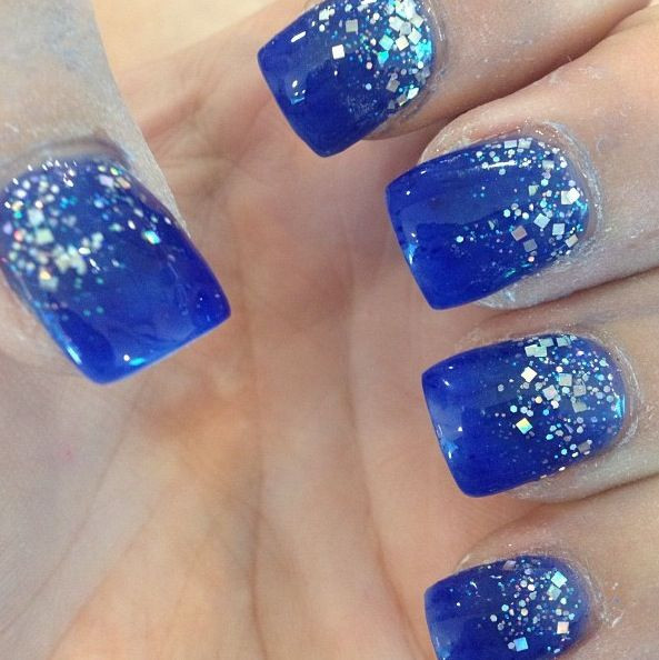 Glitter Gel Nails Pictures
 Blue gel nails reverse glitter