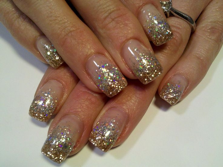 Glitter Gel Nails Pictures
 Super Sparkle Silver and Gold Glitter Gel Nails