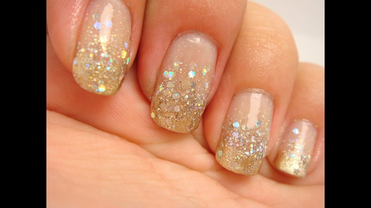 Glitter Gold Nails
 Gold Glitter Gra nt Prom Nails