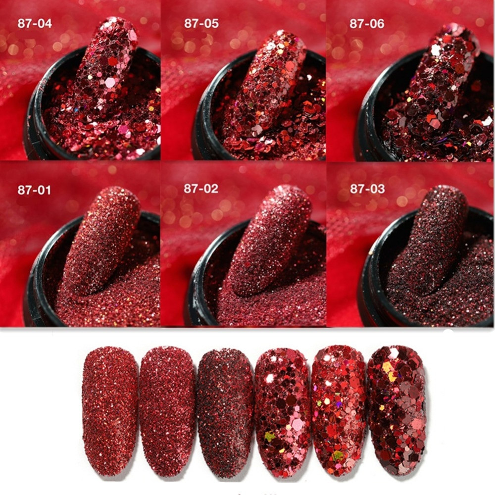 Glitter Mixes For Nails
 1box Red Nail Art Glitter Mix Nail Sequins Hexagon Acrylic