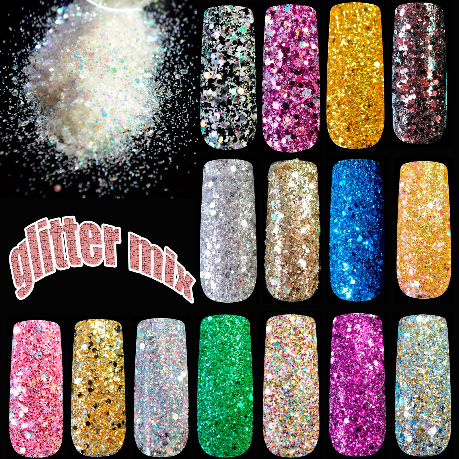 Glitter Mixes For Nails
 Mix Nail Art Glitter Powder Color Sequins Makeup Nail