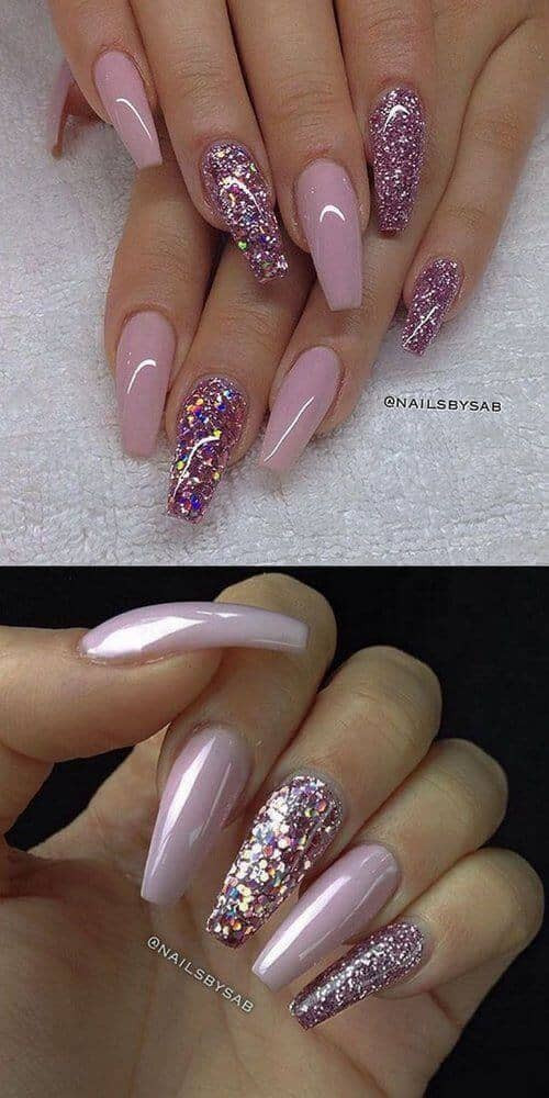 Glitter Nails Pink
 50 Sweet Pink Nail Design Ideas for a Manicure That Suits
