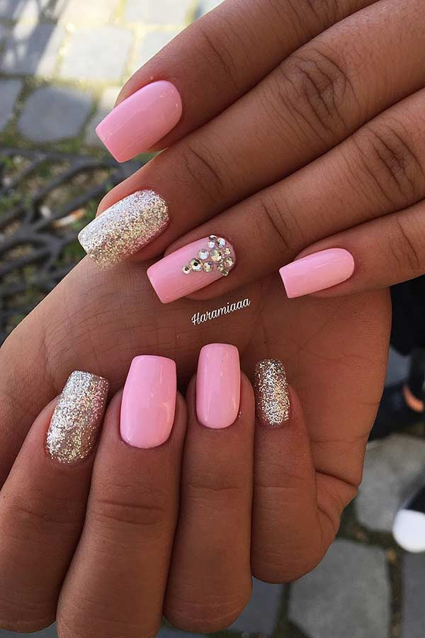 Glitter Nails Pink
 23 Light Pink Nail Designs and Ideas to Try