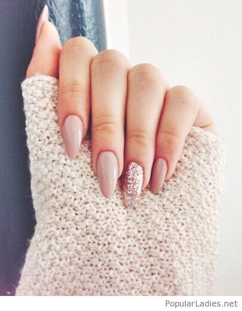Glitter Nude Nails
 Pin on Nails