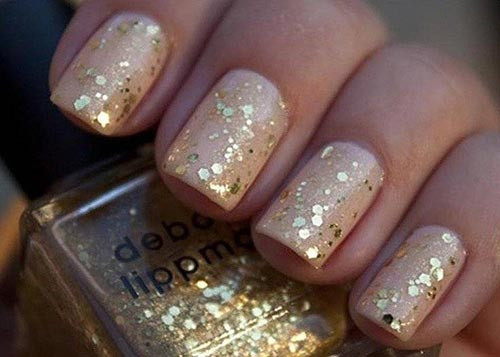 Glitter Nude Nails
 Top 50 Latest And Simple Nail Art Designs for Beginners 2017
