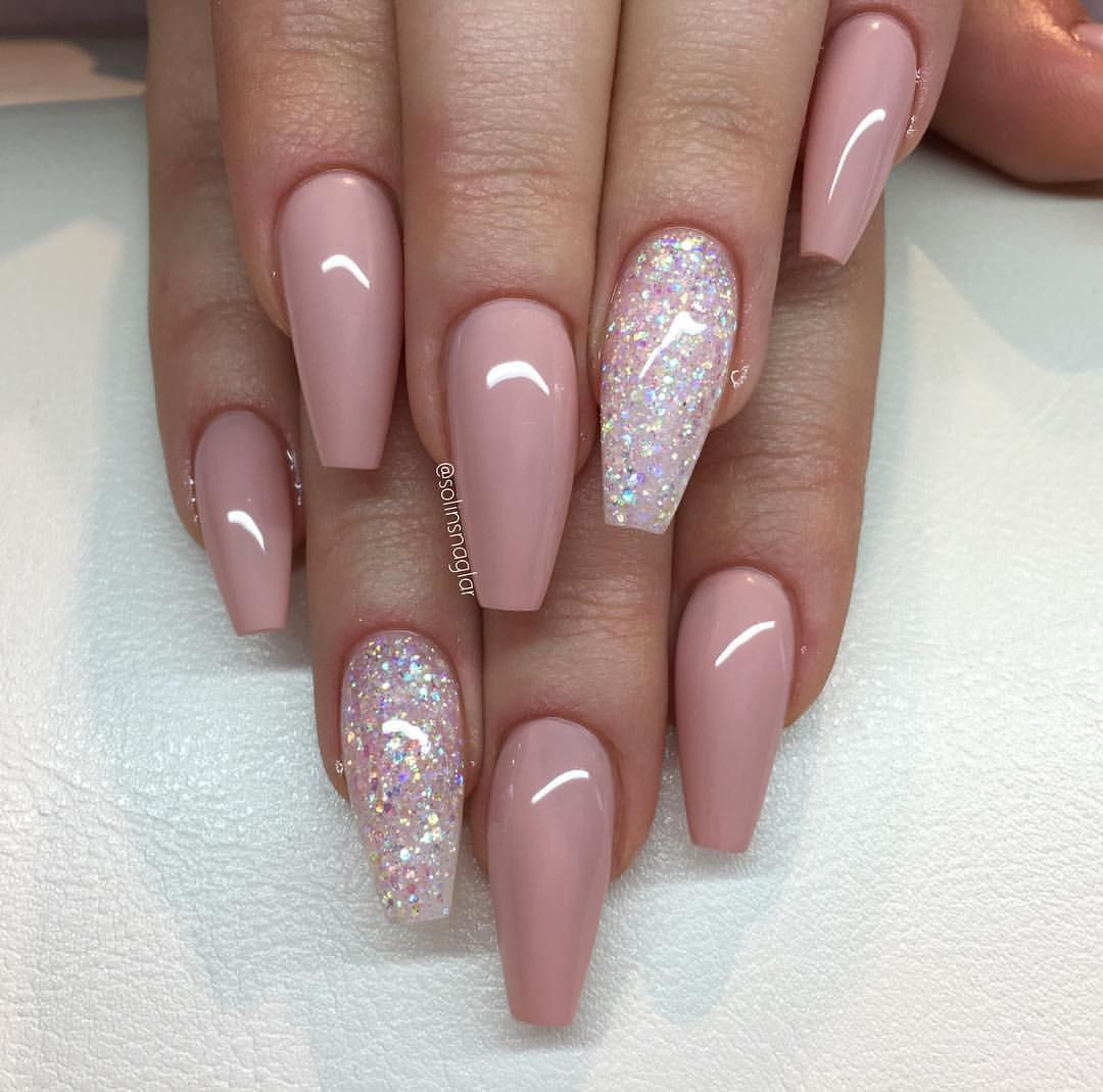 Glitter Nude Nails
 Pin by Honey Bunches 🍯💛 on Nails in 2019