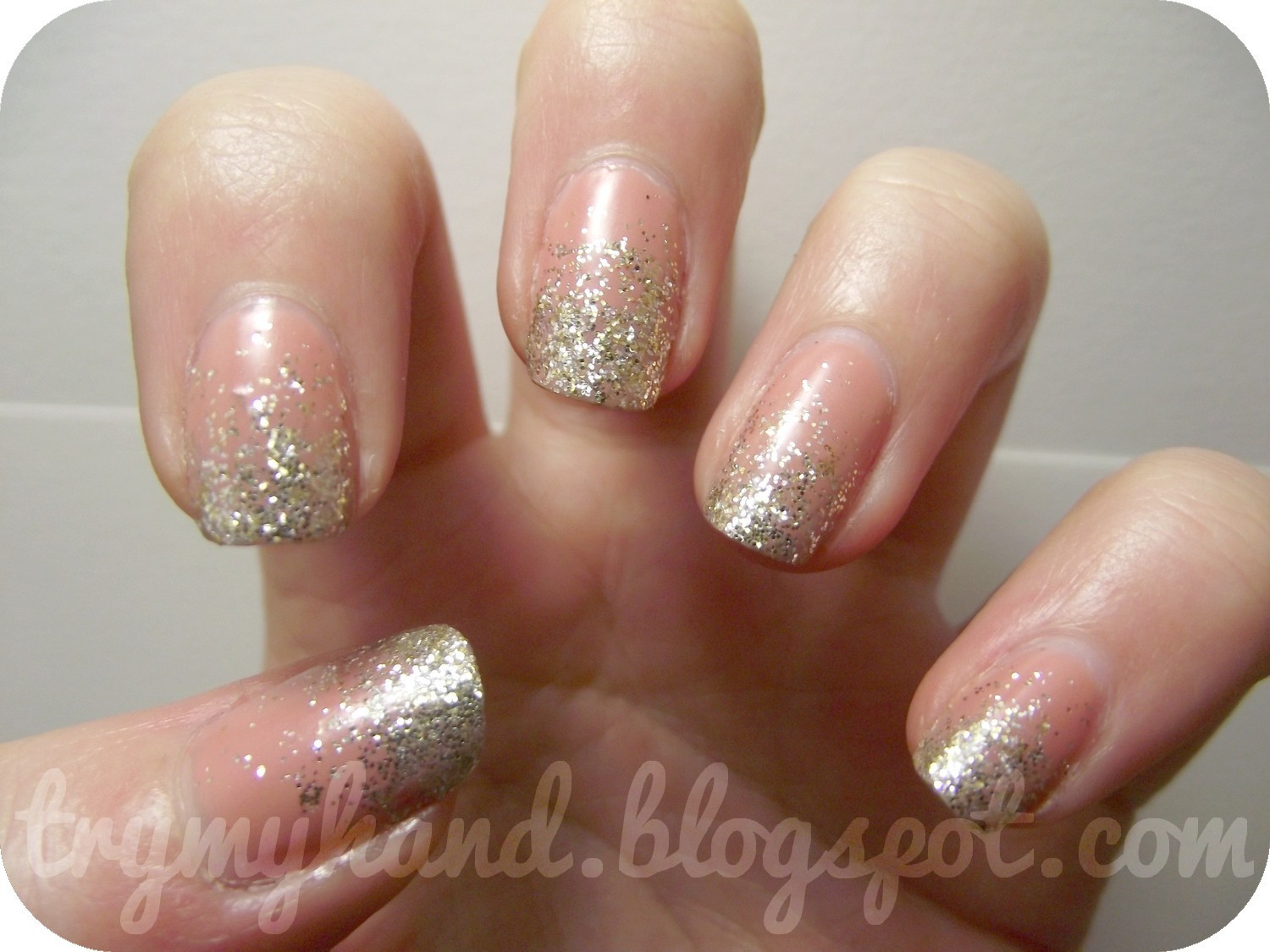 Glitter Nude Nails
 Try My Hand 15 Day Nail Challenge Day 5 Nude Nails
