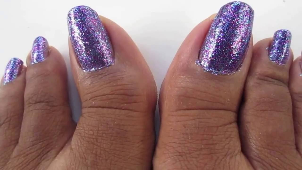 Glitter On Nails
 Purple Glitter Toe Nails