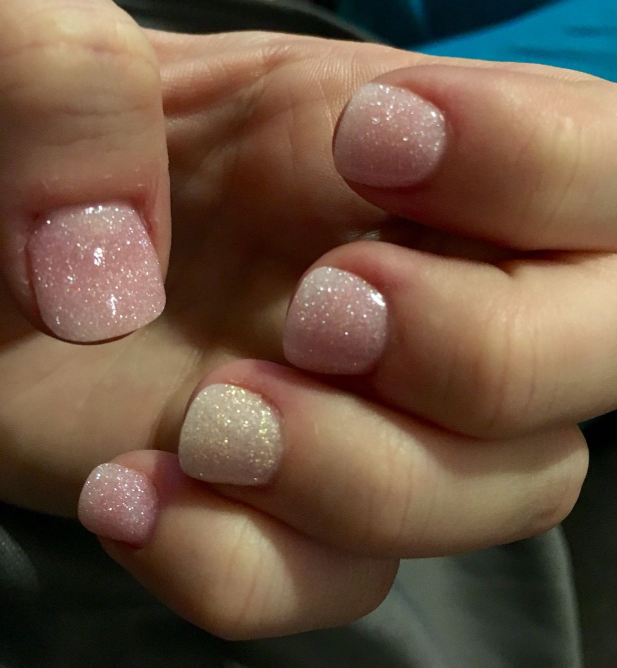 Glitter Powder For Nails
 Pink glitter white glitter powder dipped nails Manicure