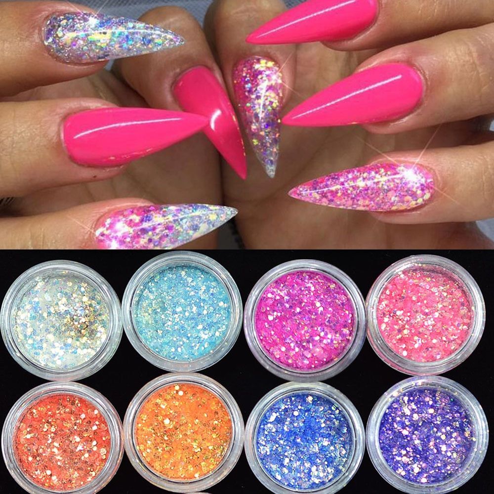 Glitter Powder For Nails
 1 Box Shiny Nail Sequins Glitter Tips UV Gel Nail Art